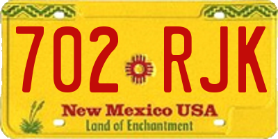 NM license plate 702RJK