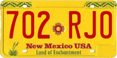 NM license plate 702RJO