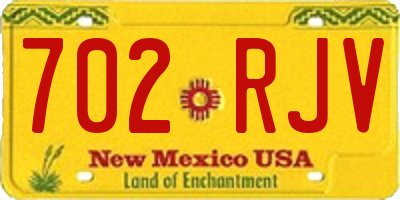 NM license plate 702RJV