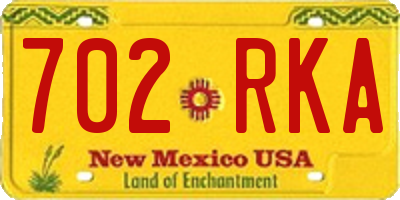 NM license plate 702RKA