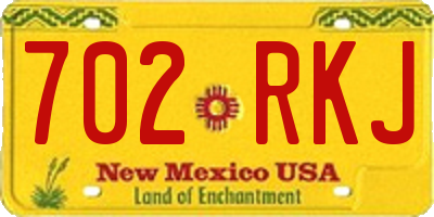 NM license plate 702RKJ