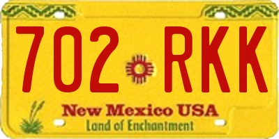 NM license plate 702RKK