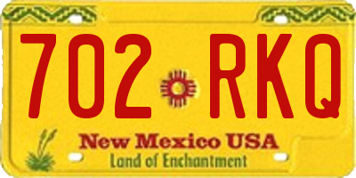 NM license plate 702RKQ