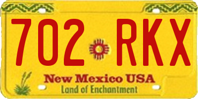 NM license plate 702RKX