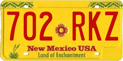 NM license plate 702RKZ