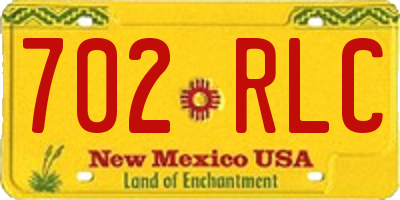 NM license plate 702RLC