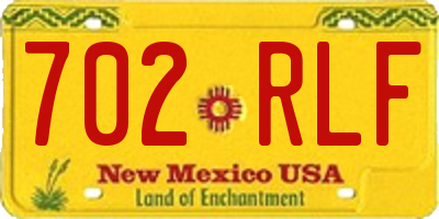 NM license plate 702RLF
