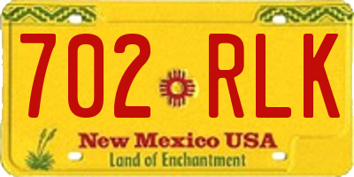 NM license plate 702RLK