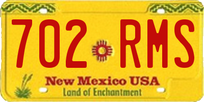 NM license plate 702RMS