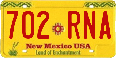 NM license plate 702RNA