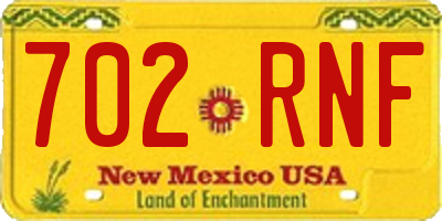 NM license plate 702RNF
