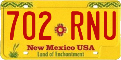 NM license plate 702RNU