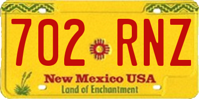 NM license plate 702RNZ