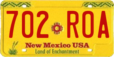NM license plate 702ROA