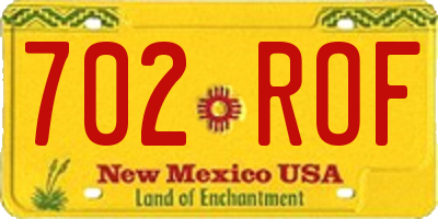 NM license plate 702ROF