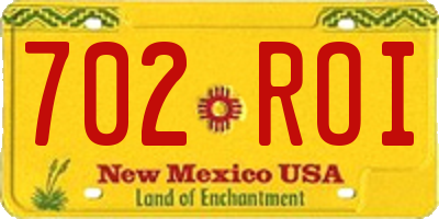 NM license plate 702ROI