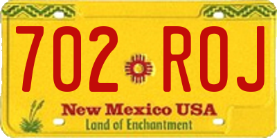 NM license plate 702ROJ