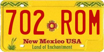 NM license plate 702ROM