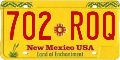 NM license plate 702ROQ