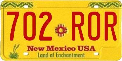 NM license plate 702ROR