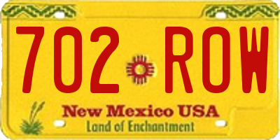 NM license plate 702ROW