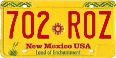 NM license plate 702ROZ