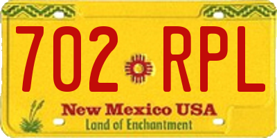 NM license plate 702RPL