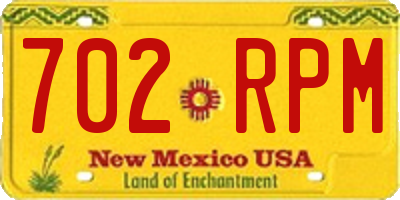 NM license plate 702RPM