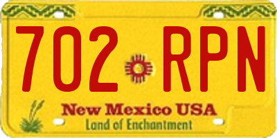 NM license plate 702RPN