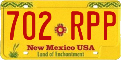 NM license plate 702RPP