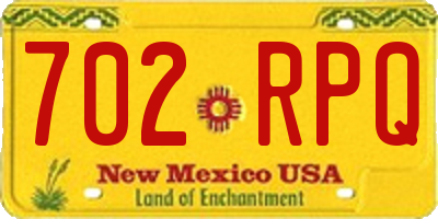 NM license plate 702RPQ
