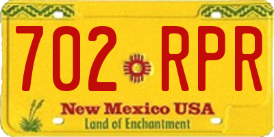 NM license plate 702RPR