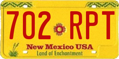 NM license plate 702RPT