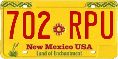 NM license plate 702RPU