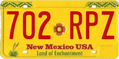 NM license plate 702RPZ