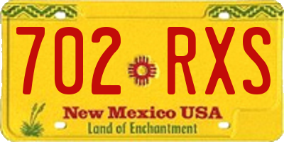 NM license plate 702RXS