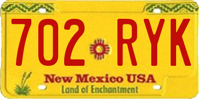 NM license plate 702RYK