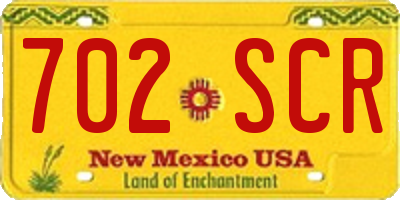 NM license plate 702SCR