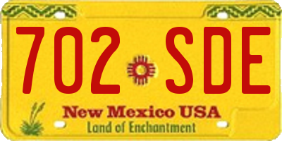 NM license plate 702SDE