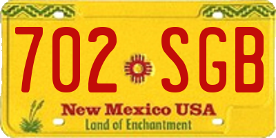 NM license plate 702SGB