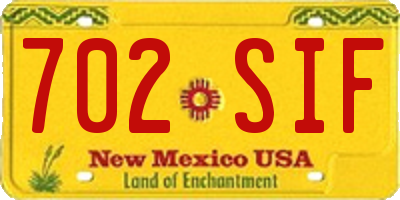 NM license plate 702SIF