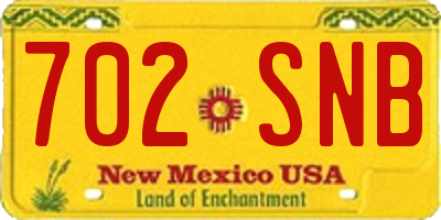 NM license plate 702SNB