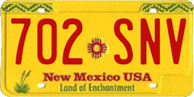 NM license plate 702SNV