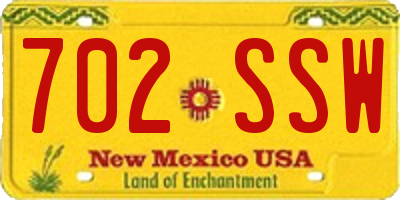 NM license plate 702SSW