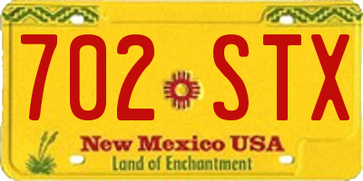 NM license plate 702STX