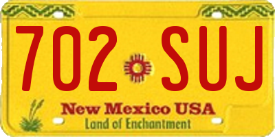 NM license plate 702SUJ