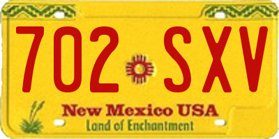 NM license plate 702SXV