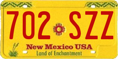 NM license plate 702SZZ