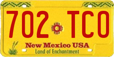 NM license plate 702TCO