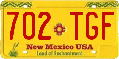 NM license plate 702TGF